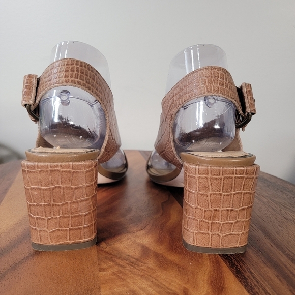 Donald Pliner Pasha Slingback Sandal Heels Croc Embossed Leather Size 7 - Picture 6 of 17